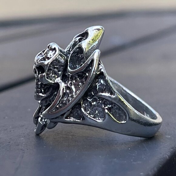 adjustable Skull Sterling Silver ring - Picture 2 of 4